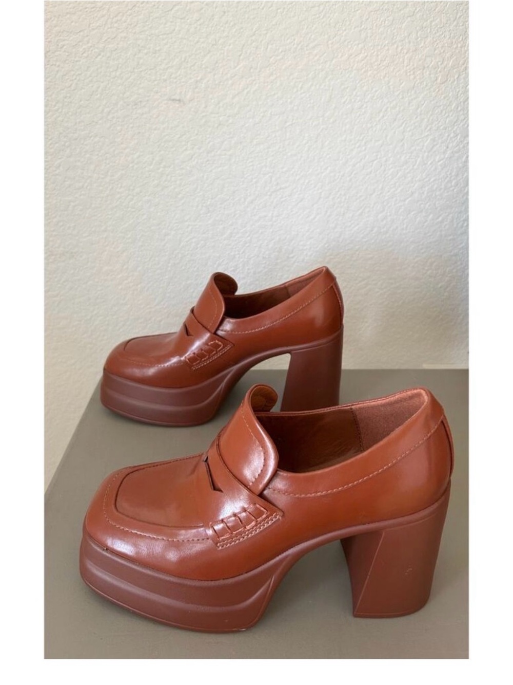 Steve Madden Platform Penny Loafer in Chestnut Brown - Picture 3 of 7
